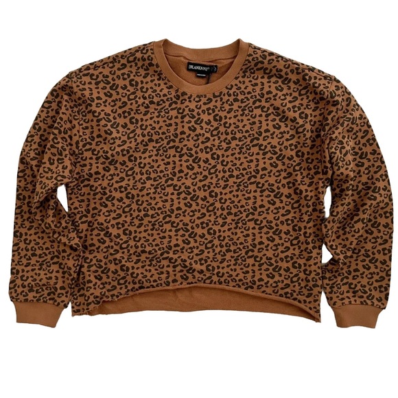 Blank NYC Caramel Brown Leopard Print Sweatshirt NWT New Size Medium - Picture 5 of 13